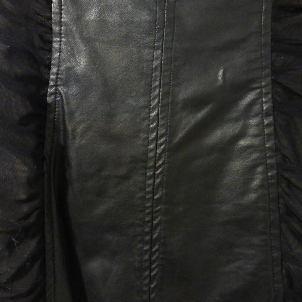 BEBE black ruched mesh and faux leather strapless tube dress - Picture 9 of 14